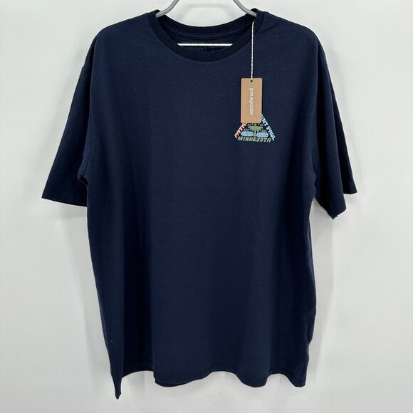 Patagonia Men's Responsibili-tee T-Shirt sz L Navy Blue St. Paul Loon Lakes NWT - Picture 2 of 7